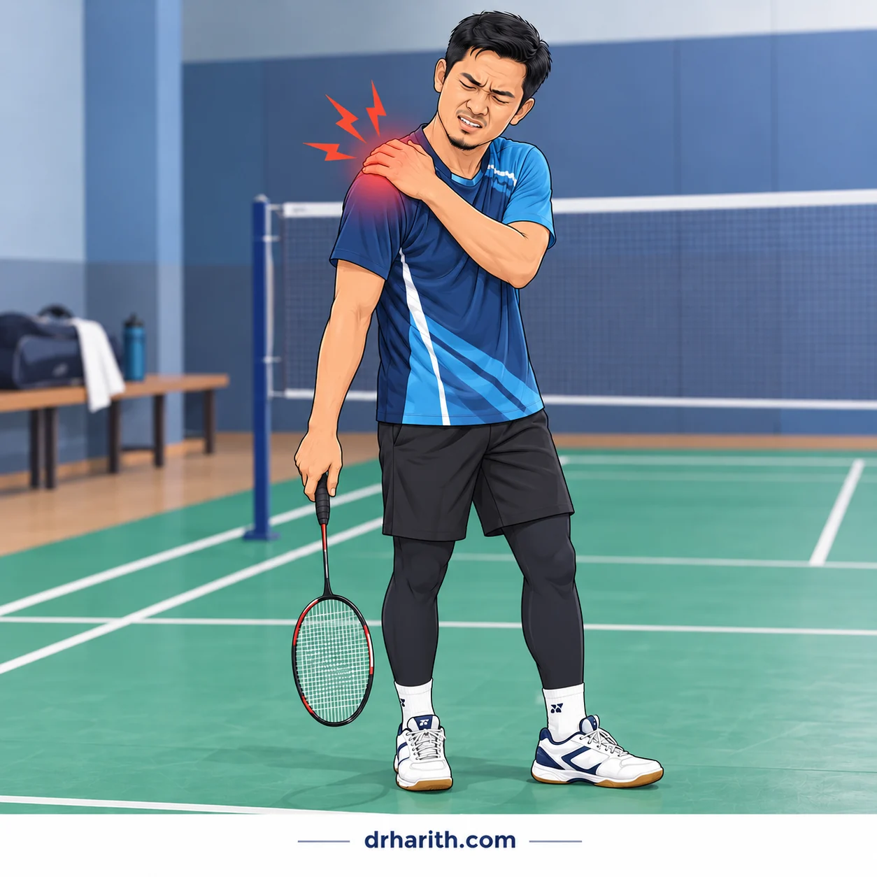 Pemain badminton dengan sakit bahu