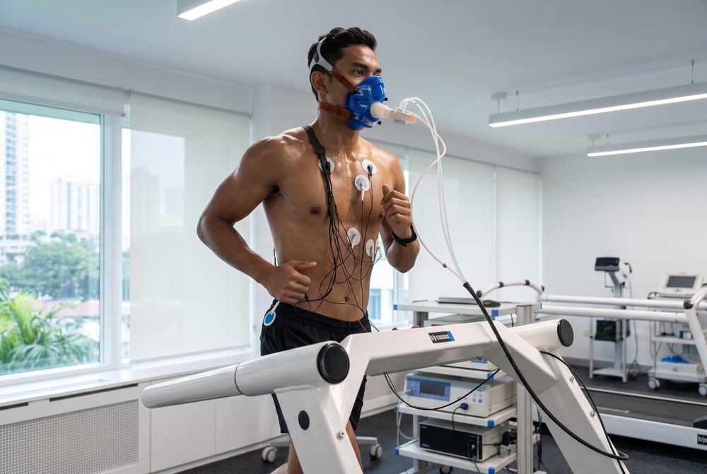 Runner during cardiopulmonary exercise testing
