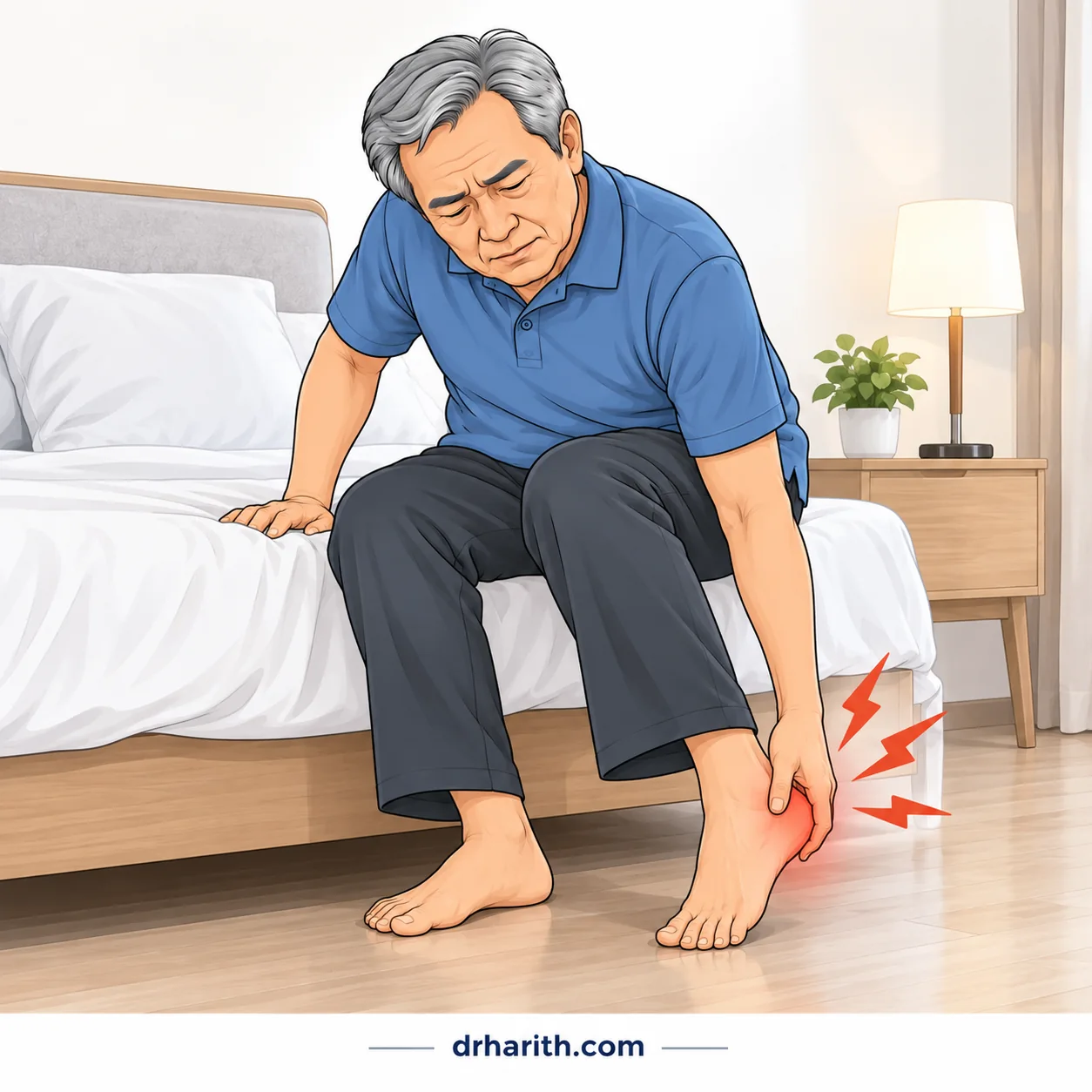 Ilustrasi sakit tumit dan lengkung kaki akibat fasciitis plantar