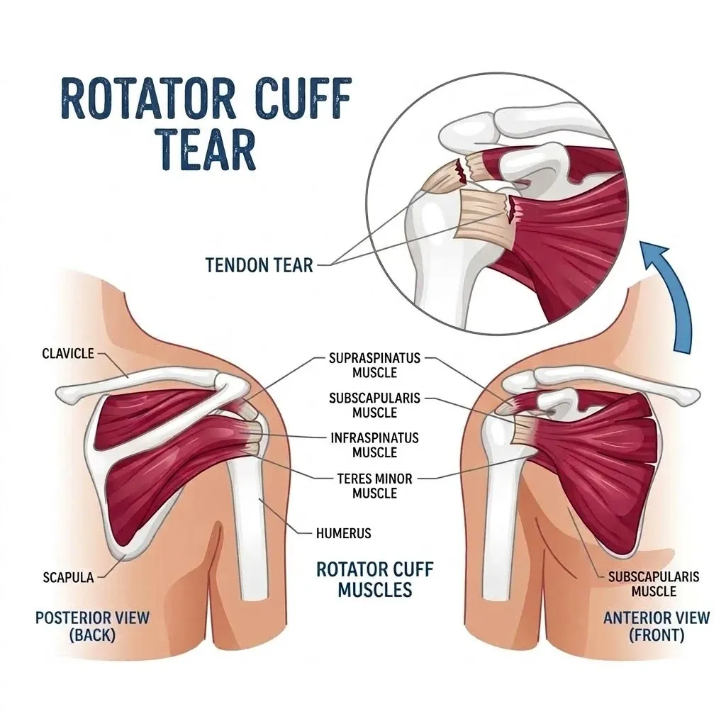 Rajah berlabel koyakan rotator cuff